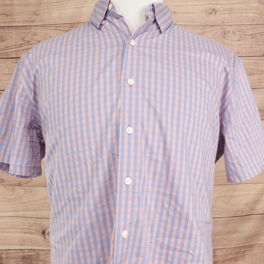 Sonoma Goods For Life Shirt Mens XL Blue Check Short Sleeve Button-Up Stretch